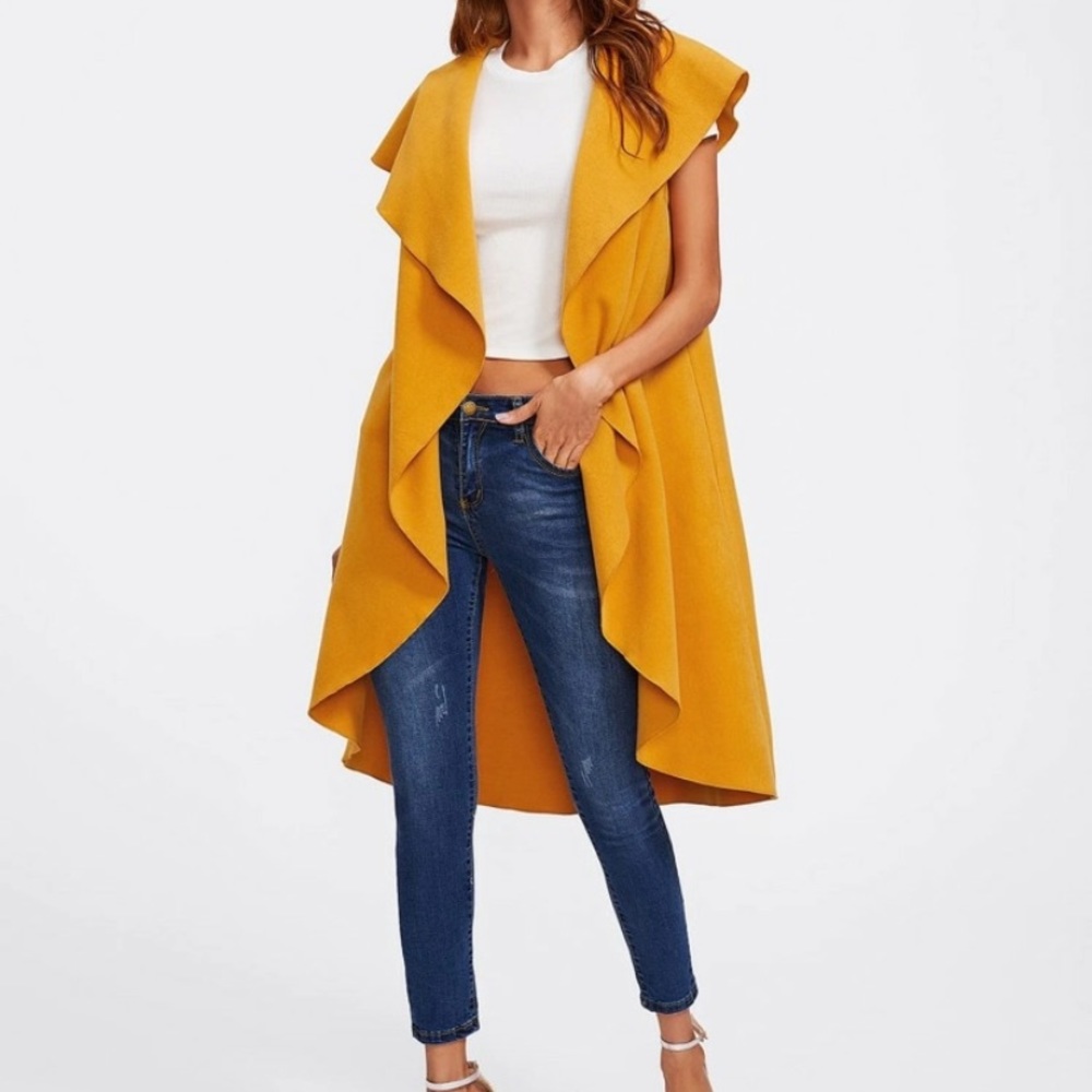 Yellow Oversized Shawl Vest
